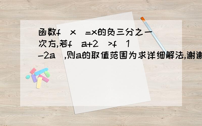 函数f(x)=x的负三分之一次方,若f(a+2)>f(1-2a),则a的取值范围为求详细解法,谢谢