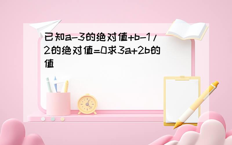 已知a-3的绝对值+b-1/2的绝对值=0求3a+2b的值