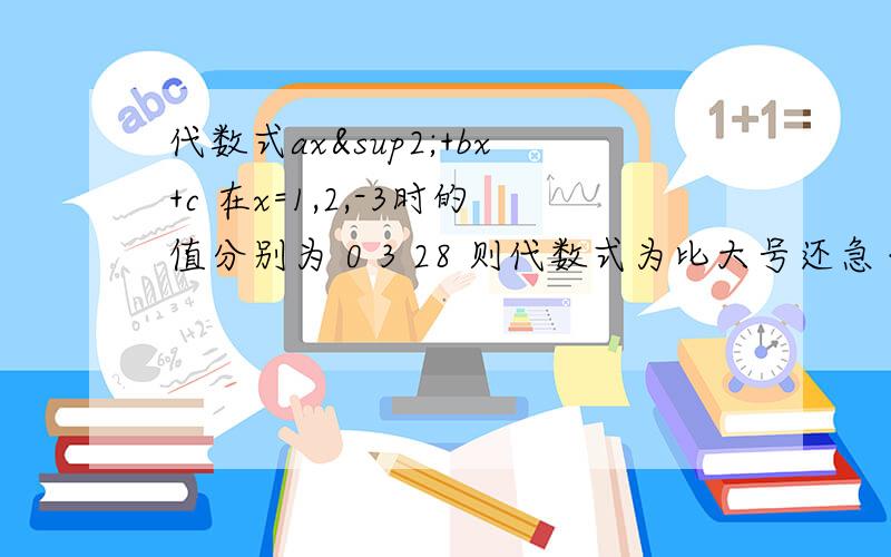 代数式ax²+bx+c 在x=1,2,-3时的值分别为 0 3 28 则代数式为比大号还急…………