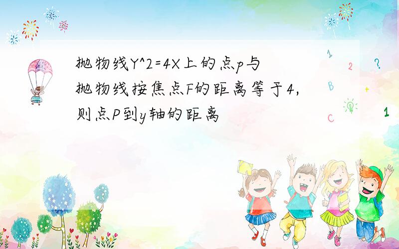 抛物线Y^2=4X上的点p与抛物线按焦点F的距离等于4,则点P到y轴的距离