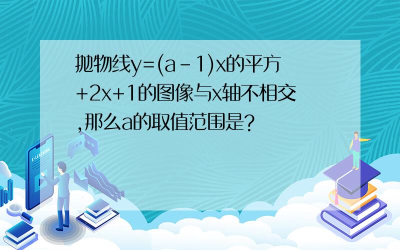 抛物线y=(a-1)x的平方+2x+1的图像与x轴不相交,那么a的取值范围是?