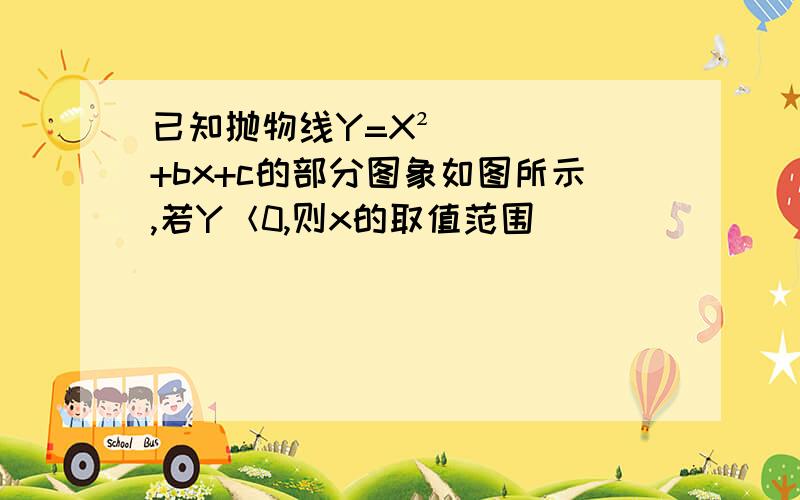 已知抛物线Y=X²+bx+c的部分图象如图所示,若Y＜0,则x的取值范围