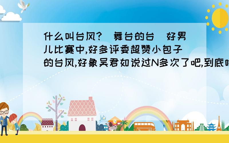 什么叫台风?(舞台的台)好男儿比赛中,好多评委超赞小包子的台风,好象吴君如说过N多次了吧,到底啥叫台风?