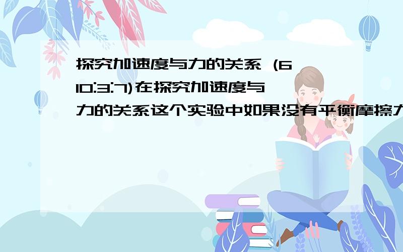 探究加速度与力的关系 (6 10:3:7)在探究加速度与力的关系这个实验中如果没有平衡摩擦力,则会出现什么结果呢?