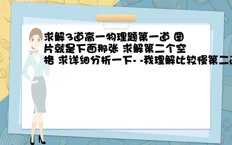 求解3道高一物理题第一道 图片就是下面那张 求解第二个空格 求详细分析一下- -我理解比较慢第二道第一个空格 为什么位移是4不是-4图片上序号为6的题目 球分析选项C D