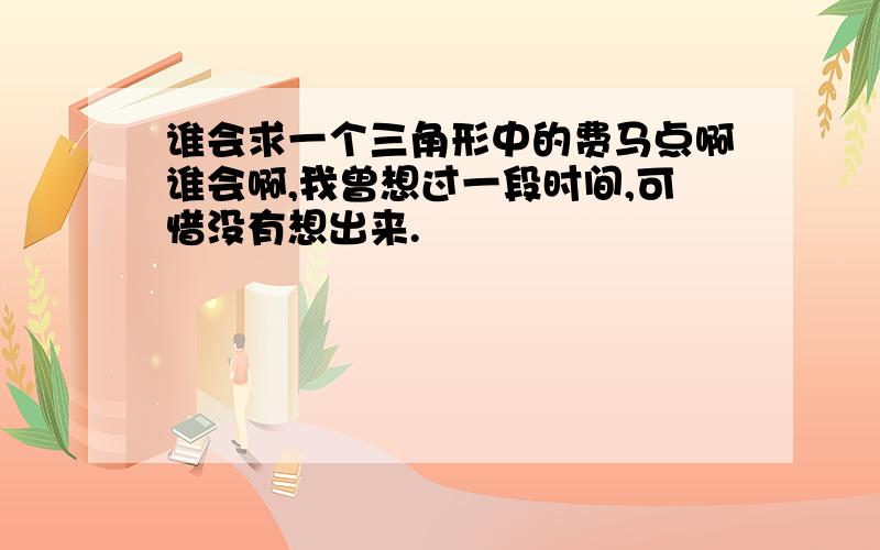 谁会求一个三角形中的费马点啊谁会啊,我曾想过一段时间,可惜没有想出来.