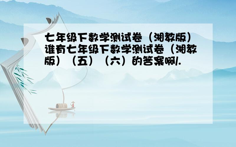 七年级下数学测试卷（湘教版）谁有七年级下数学测试卷（湘教版）（五）（六）的答案啊/.