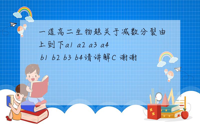 一道高二生物题关于减数分裂由上到下a1 a2 a3 a4 b1 b2 b3 b4请讲解C 谢谢