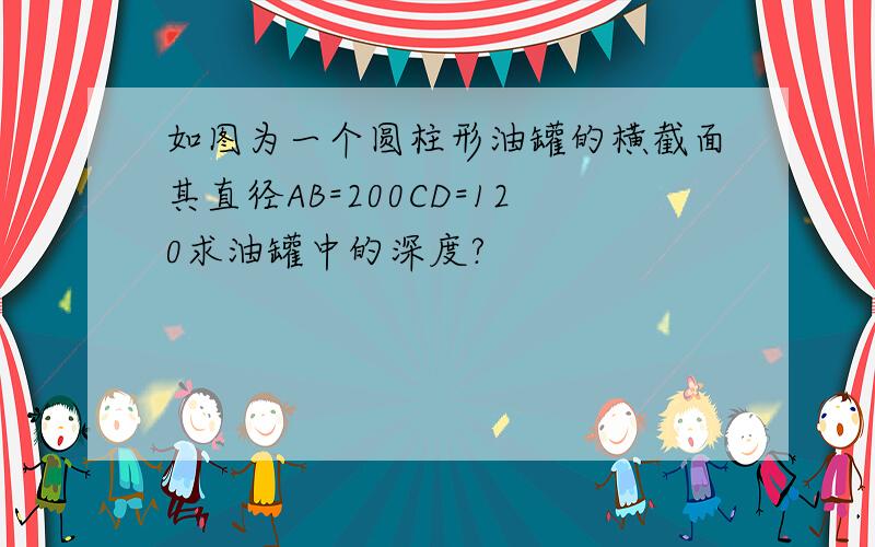 如图为一个圆柱形油罐的横截面其直径AB=200CD=120求油罐中的深度?