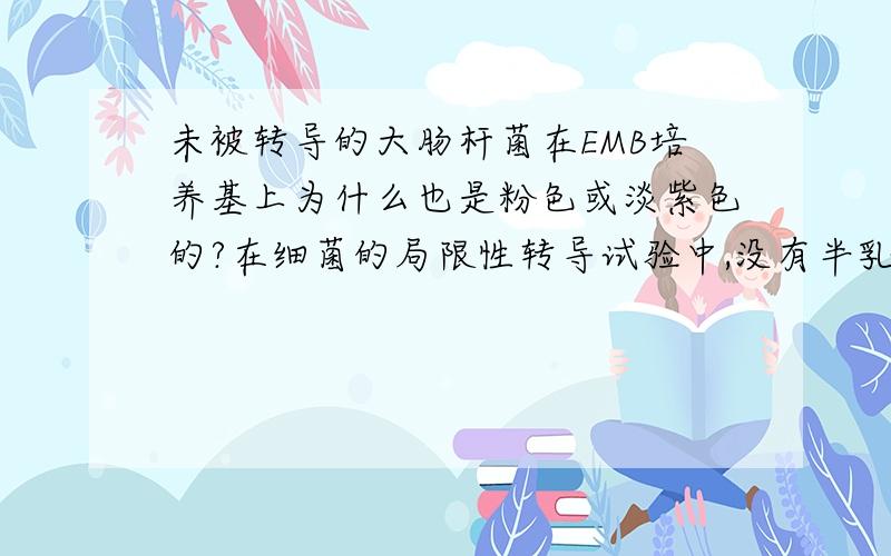 未被转导的大肠杆菌在EMB培养基上为什么也是粉色或淡紫色的?在细菌的局限性转导试验中,没有半乳糖基因的缺陷型大肠杆菌在对照组里几乎看不到颜色,但是加入噬菌体裂解液后,没被转导的