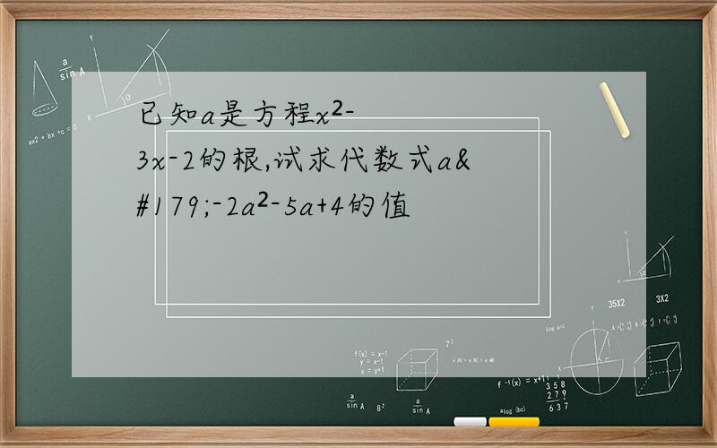 已知a是方程x²-3x-2的根,试求代数式a³-2a²-5a+4的值