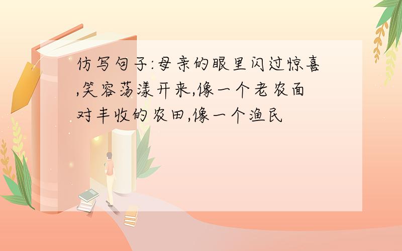 仿写句子:母亲的眼里闪过惊喜,笑容荡漾开来,像一个老农面对丰收的农田,像一个渔民