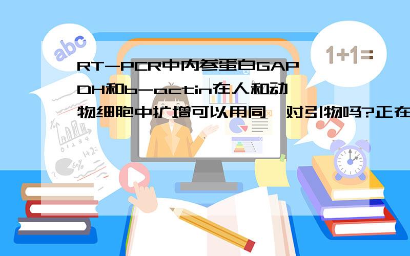 RT-PCR中内参蛋白GAPDH和b-actin在人和动物细胞中扩增可以用同一对引物吗?正在做RT-PCR实验,所用细胞系有人肿瘤细胞和小鼠巨噬细胞,请问所用内参蛋白GAPDH和b-actin在这两种细胞系中可以用同一