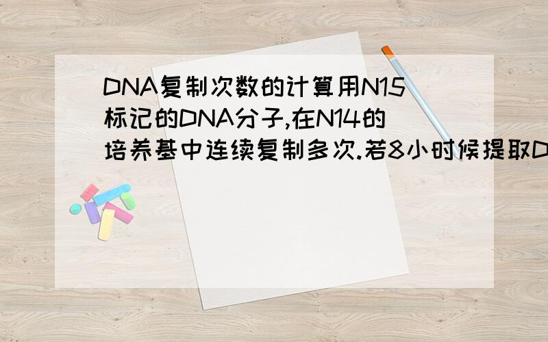 DNA复制次数的计算用N15标记的DNA分子,在N14的培养基中连续复制多次.若8小时候提取DNA进行分析,得出含N15的DNA分子占总DNA分子的比例为1/16,则该每复制一次平均需2小时.为什么不对?不是复制一