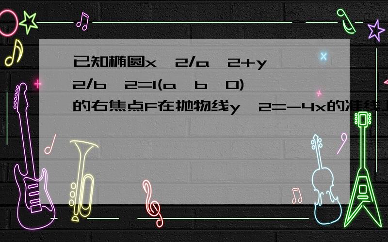 已知椭圆x^2/a^2+y^2/b^2=1(a>b>0)的右焦点F在抛物线y^2=-4x的准线上,(1)若椭圆的离心率e=1/3,求椭圆的方程;(2)设过点F的直线l交椭圆于C,D,两点,若直线l绕点F任意转动时恒有 {OC}^2+{OD}^2