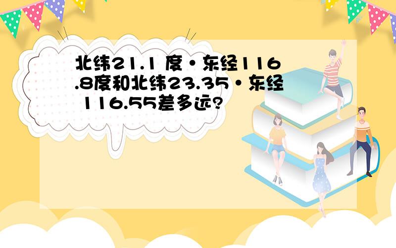 北纬21.1 度·东经116.8度和北纬23.35·东经 116.55差多远?