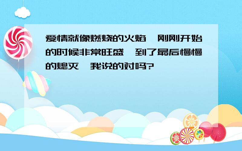 爱情就像燃烧的火焰、刚刚开始的时候非常旺盛、到了最后慢慢的熄灭、我说的对吗?