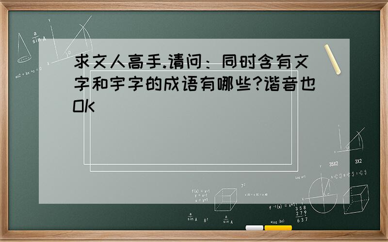 求文人高手.请问：同时含有文字和宇字的成语有哪些?谐音也OK