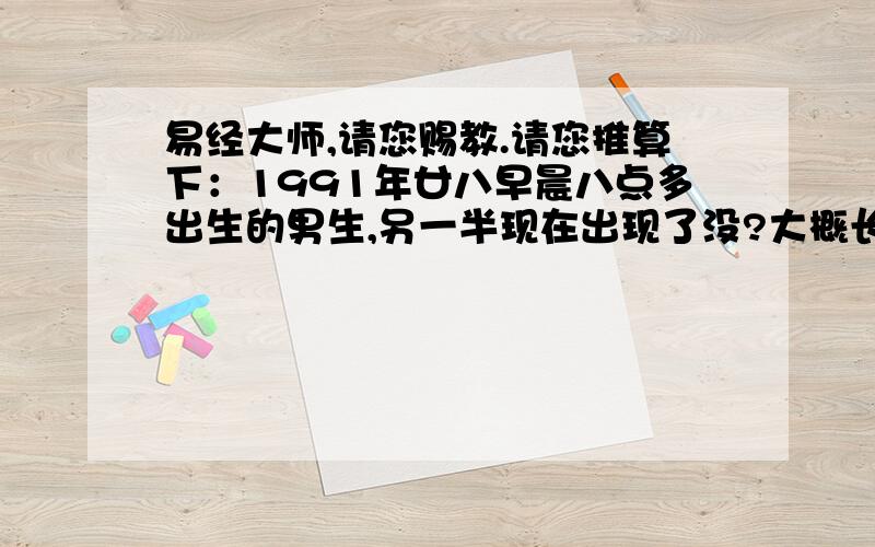 易经大师,请您赐教.请您推算下：1991年廿八早晨八点多出生的男生,另一半现在出现了没?大概长什么样?正月.