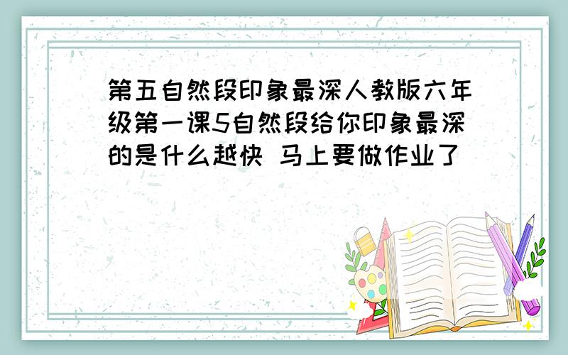 第五自然段印象最深人教版六年级第一课5自然段给你印象最深的是什么越快 马上要做作业了