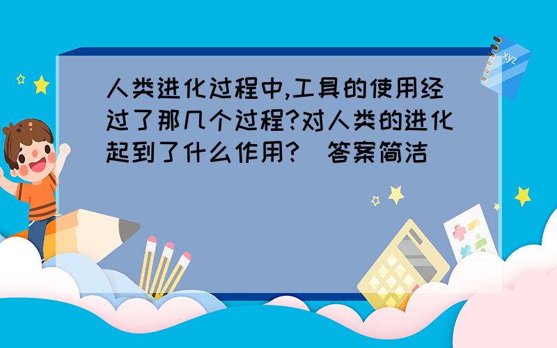 人类进化过程中,工具的使用经过了那几个过程?对人类的进化起到了什么作用?（答案简洁）