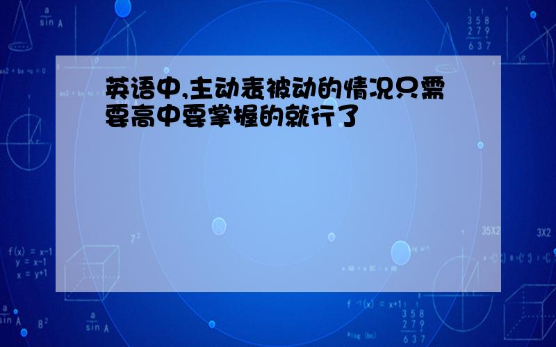 英语中,主动表被动的情况只需要高中要掌握的就行了