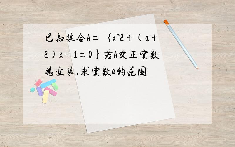 已知集合A=｛x^2+(a+2)x+1=0}若A交正实数为空集,求实数a的范围