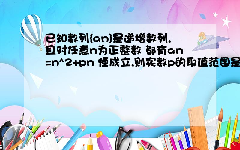 已知数列{an}是递增数列,且对任意n为正整数 都有an=n^2+pn 恒成立,则实数p的取值范围是____答案为大于-3,是用a(n+1)-an>0求得,而我用an-a(n-1)>0求后得到大于-1,看看我是否算错或其他原因