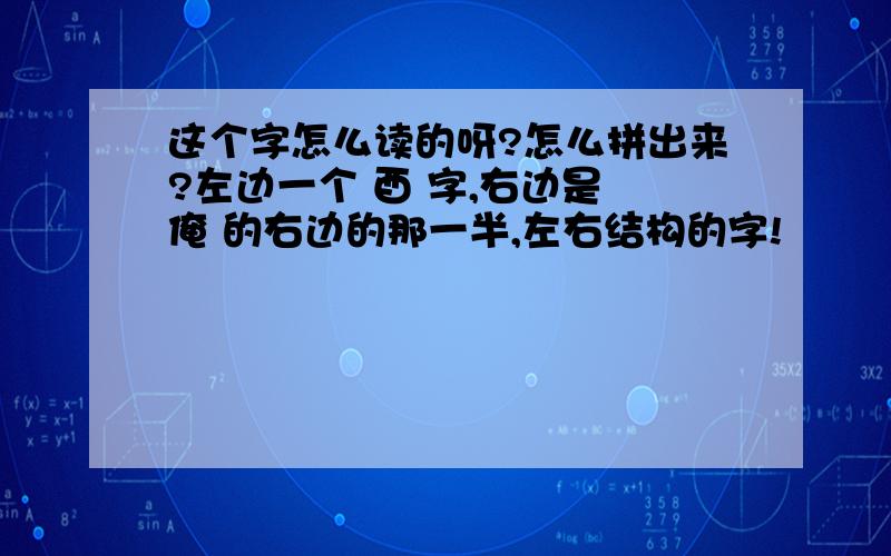 这个字怎么读的呀?怎么拼出来?左边一个 酉 字,右边是 俺 的右边的那一半,左右结构的字!