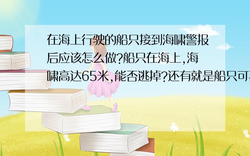 在海上行驶的船只接到海啸警报后应该怎么做?船只在海上,海啸高达65米,能否逃掉?还有就是船只可不可以驶入避风港湾?不是说海啸在海港中造成的落差和湍流很危险应该尽快开出海港吗?