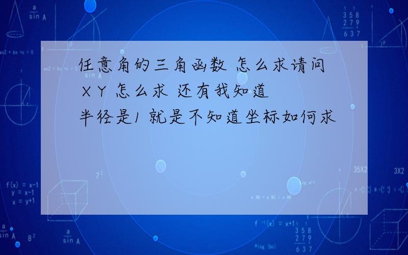 任意角的三角函数 怎么求请问 X Y 怎么求 还有我知道半径是1 就是不知道坐标如何求