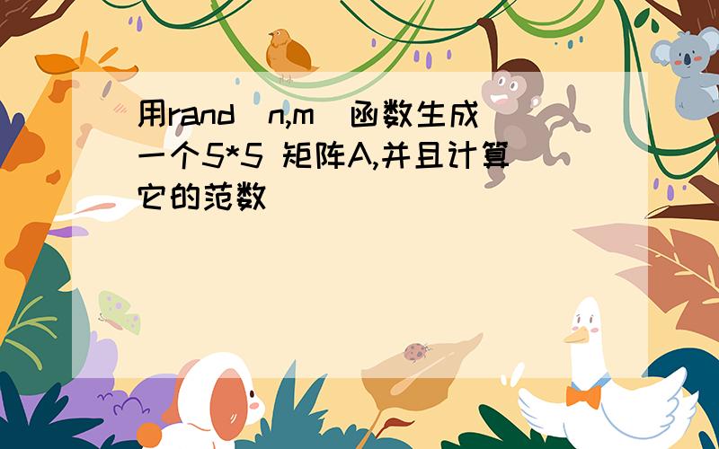 用rand(n,m)函数生成一个5*5 矩阵A,并且计算它的范数