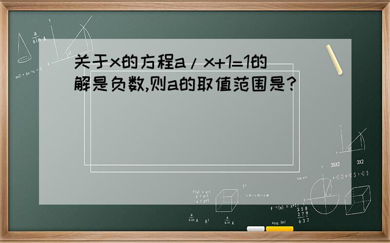 关于x的方程a/x+1=1的解是负数,则a的取值范围是?