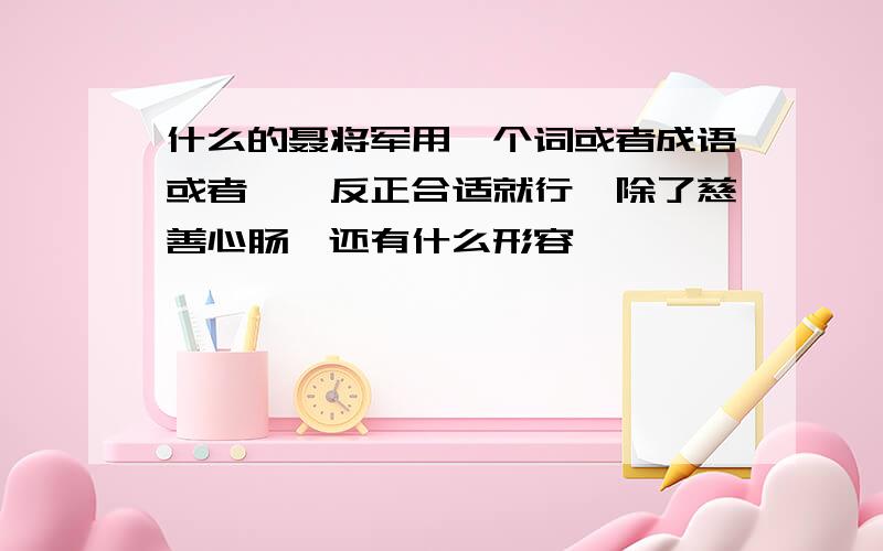 什么的聂将军用一个词或者成语或者……反正合适就行,除了慈善心肠,还有什么形容