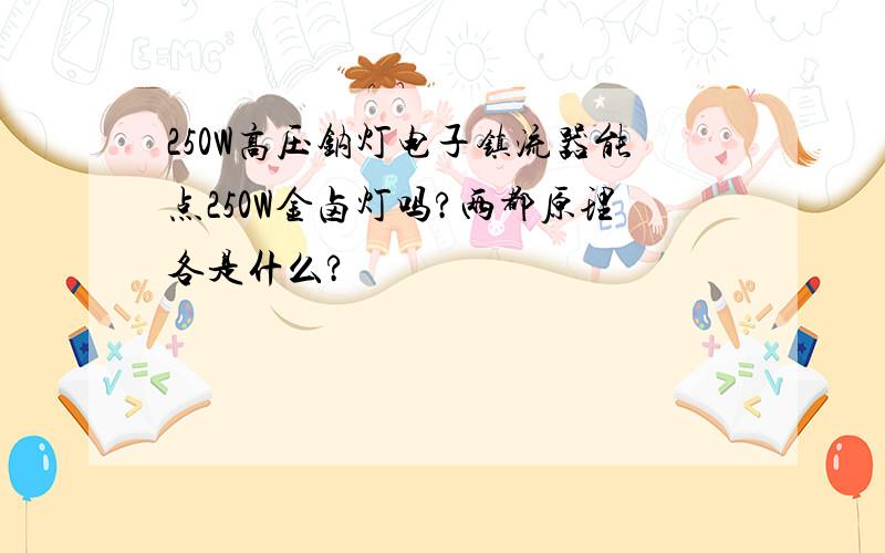 250W高压钠灯电子镇流器能点250W金卤灯吗?两都原理各是什么?