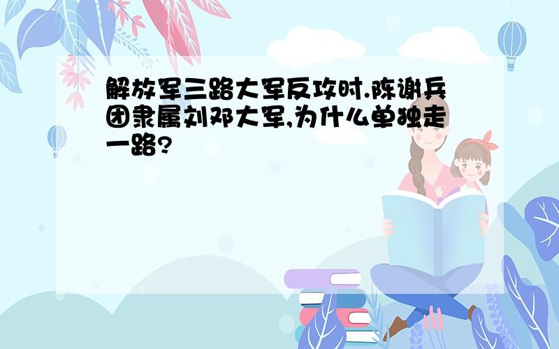 解放军三路大军反攻时.陈谢兵团隶属刘邓大军,为什么单独走一路?