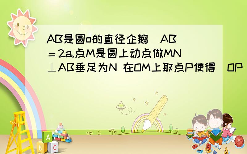 AB是圆o的直径企鹅|AB|＝2a,点M是圆上动点做MN⊥AB垂足为N 在OM上取点P使得｜OP｜＝｜MN｜求p点轨迹那个企鹅 是且啊 打错了