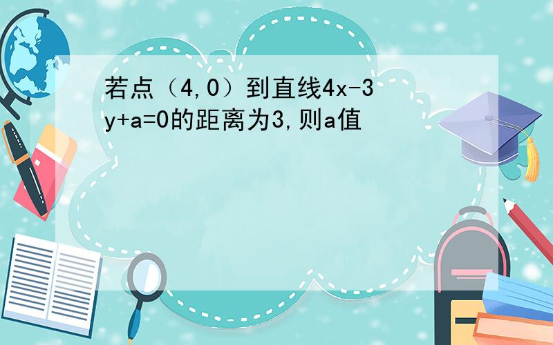 若点（4,0）到直线4x-3y+a=0的距离为3,则a值