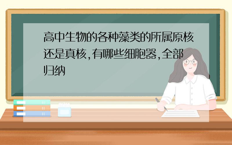 高中生物的各种藻类的所属原核还是真核,有哪些细胞器,全部归纳