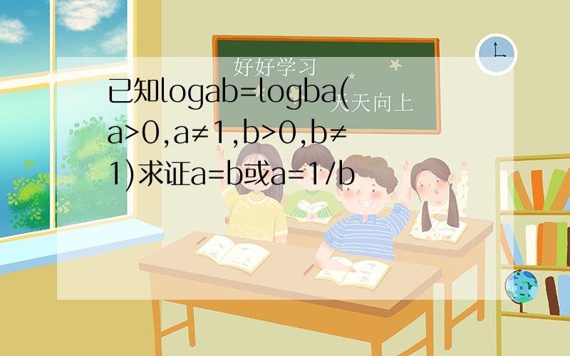 已知logab=logba(a>0,a≠1,b>0,b≠1)求证a=b或a=1/b