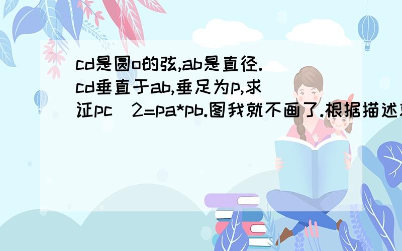 cd是圆o的弦,ab是直径.cd垂直于ab,垂足为p,求证pc^2=pa*pb.图我就不画了.根据描述就可以构建出来的,