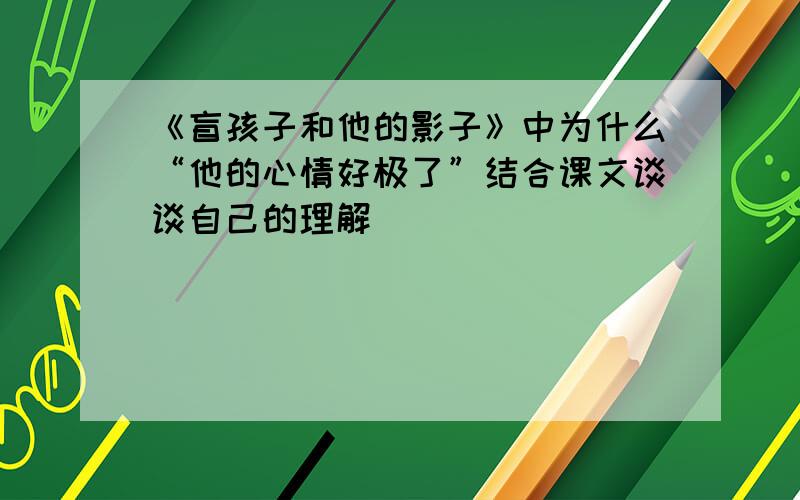 《盲孩子和他的影子》中为什么“他的心情好极了”结合课文谈谈自己的理解