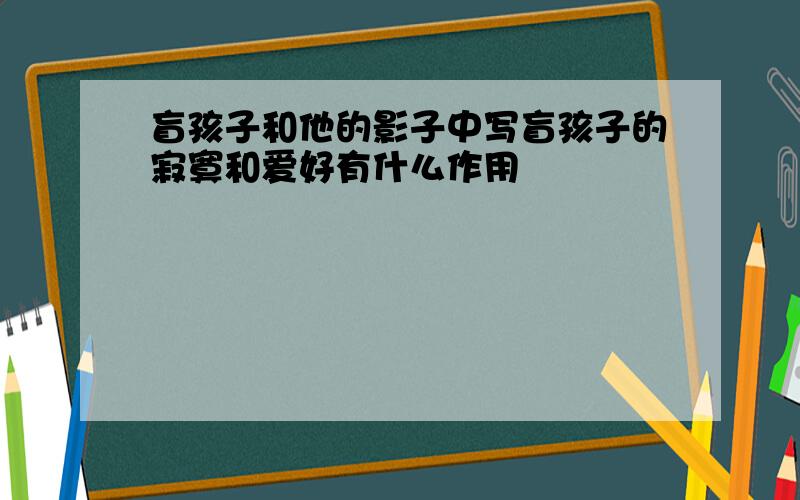 盲孩子和他的影子中写盲孩子的寂寞和爱好有什么作用