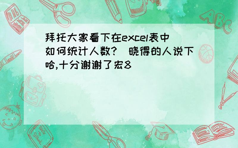 拜托大家看下在excel表中如何统计人数?　晓得的人说下哈,十分谢谢了宏8