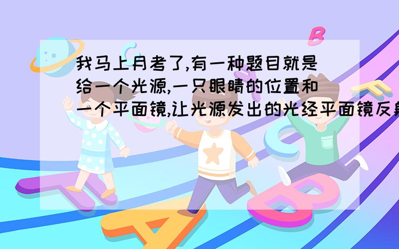 我马上月考了,有一种题目就是给一个光源,一只眼睛的位置和一个平面镜,让光源发出的光经平面镜反射进入人眼,这个光路怎么画啊!