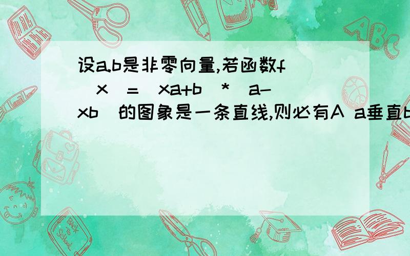 设a.b是非零向量,若函数f(x)=(xa+b)*(a-xb)的图象是一条直线,则必有A a垂直b B a//bC /a/=/b/D /a/不等于/b/写得好再加5分.