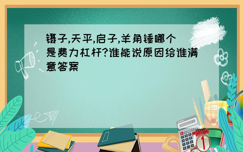 镊子,天平,启子,羊角锤哪个是费力杠杆?谁能说原因给谁满意答案