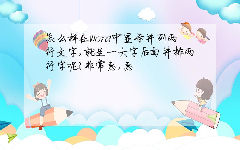 怎么样在Word中显示并列两行文字,就是一大字后面并排两行字呢?非常急,急