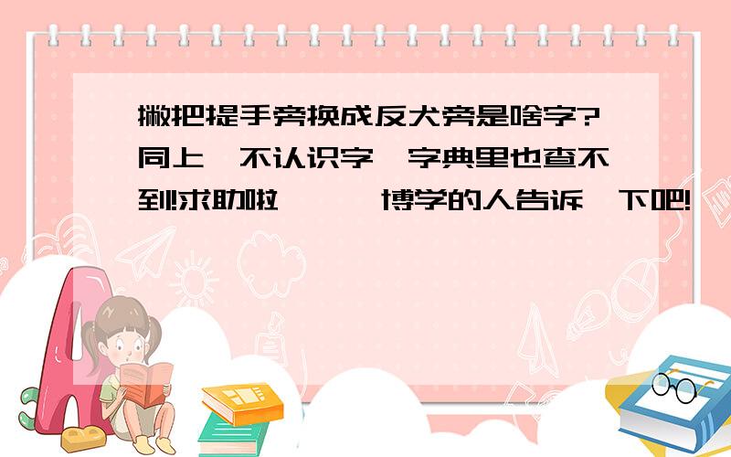 撇把提手旁换成反犬旁是啥字?同上,不认识字,字典里也查不到!求助啦〜〜〜博学的人告诉一下吧!