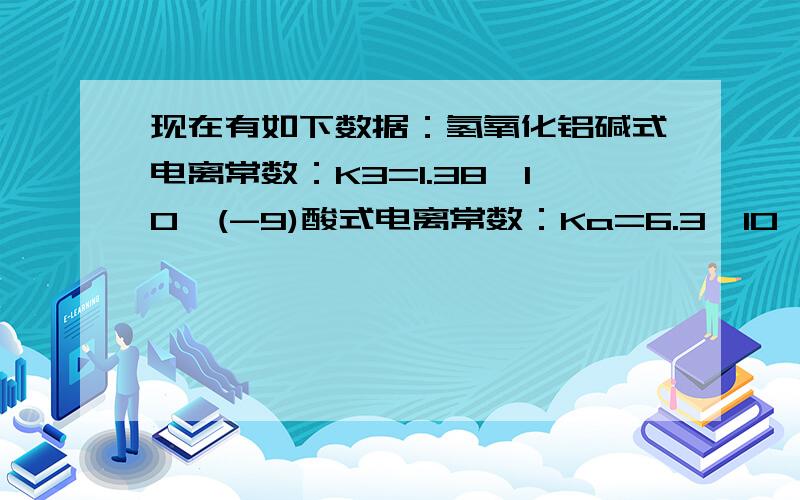 现在有如下数据：氢氧化铝碱式电离常数：K3=1.38*10^(-9)酸式电离常数：Ka=6.3*10^(-13)氢氧化铝溶度积：Ksp=3*10^(-34)硫化氢两步电离常数：K1=1.3*10^(-7),K2=7.1*10^(-15)请通过计算说明,AlCl3与Na2S反应能